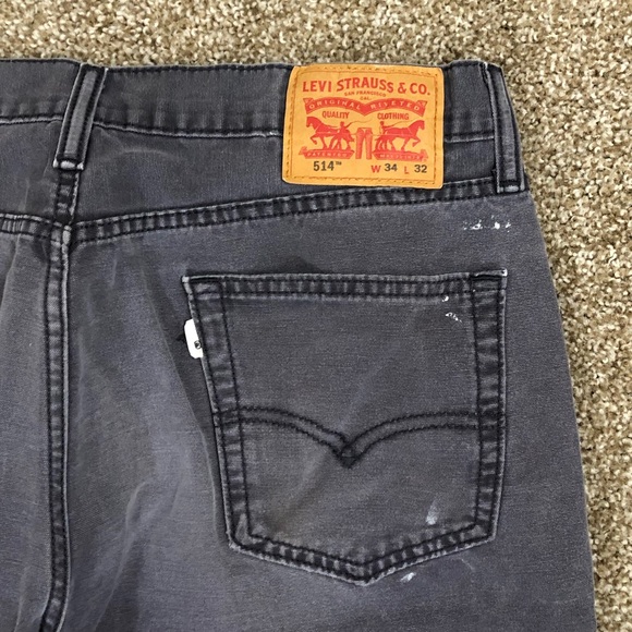 Painterly Distressed Levis Jeans Style 514 Size 34W x 32L Grey w White Splatter - Picture 4 of 6